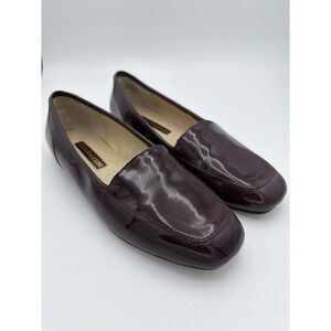 Enzo Angiolini Women's Loafers 6.5 M Burgundy Patent Leather Slip On Flats. 1601